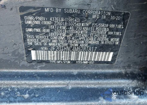 2021 Subaru Crosstrek Limited from USA, damaged, VIN JF2GTHNC4M8281817